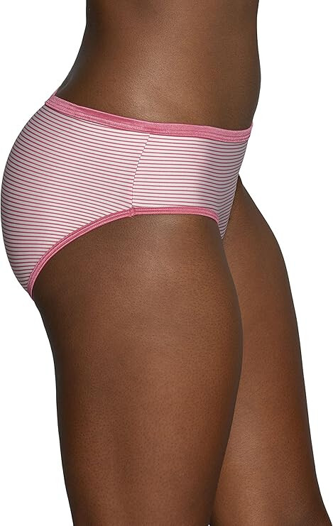 4 Prs VANITY FAIR ILLUMINATION 18107 HIPSTER Panty ROSY Stripe Size- 6 ~7~ 8