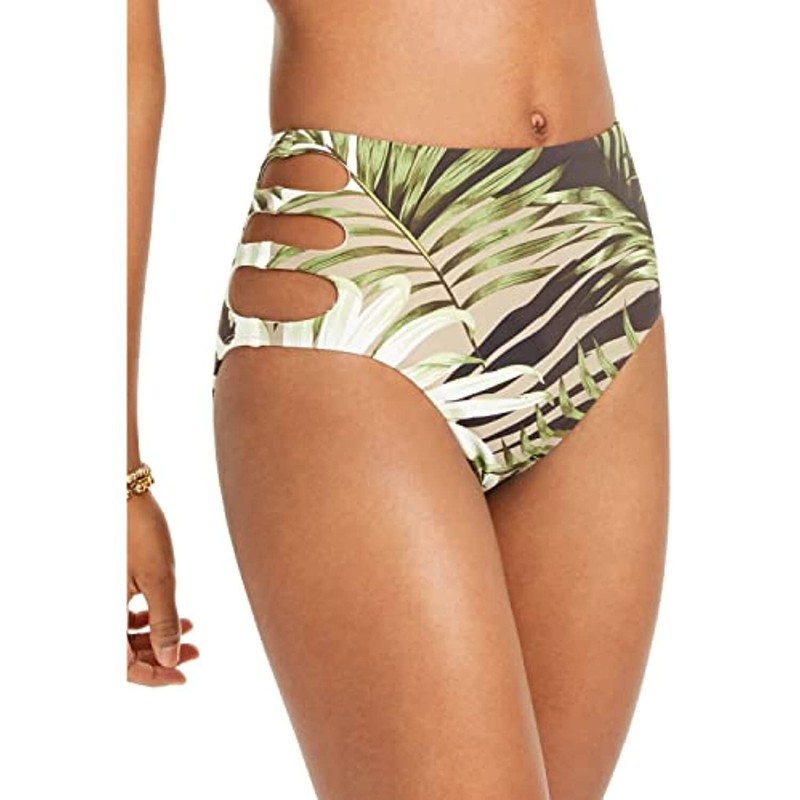 $44 Bar III Women's Swimwear Medium Jungle Moon High Waist Green Size Medium