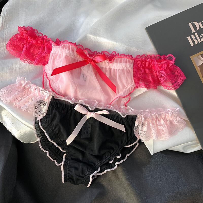 4PCS/LOT Sexy Womens Sheer See Through Panties Underwear Lace Briefs Lingeries