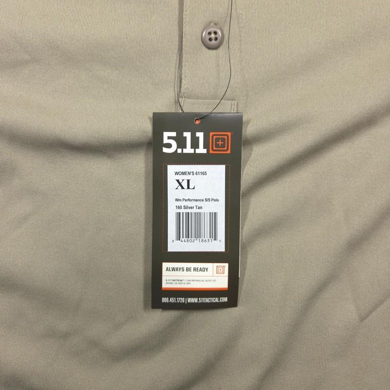 5.11 Tactical Performance Short Sleeve Polo Shirt Womens XL Silver Tan Khaki NEW