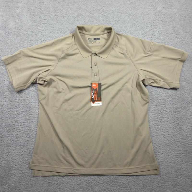 5.11 Tactical Performance Short Sleeve Polo Shirt Womens XL Silver Tan Khaki NEW