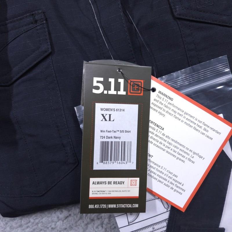 5.11 Tactical Shirt Women's XL Fast-Tac Short Sleeve Dark Navy Ripstop NEW