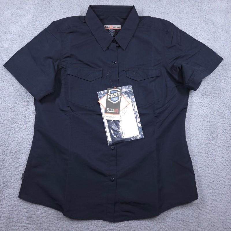 5.11 Tactical Shirt Women's XL Fast-Tac Short Sleeve Dark Navy Ripstop NEW