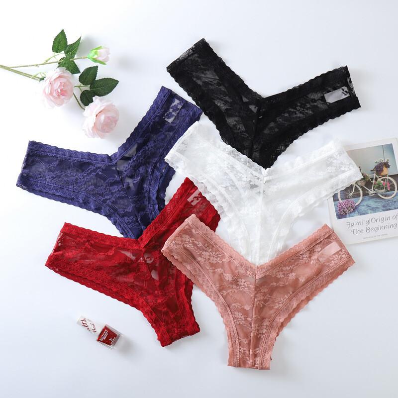 5 Pack Lot Sexy Womens Sheer Lace Panties Thongs G String Underwear Lingeries