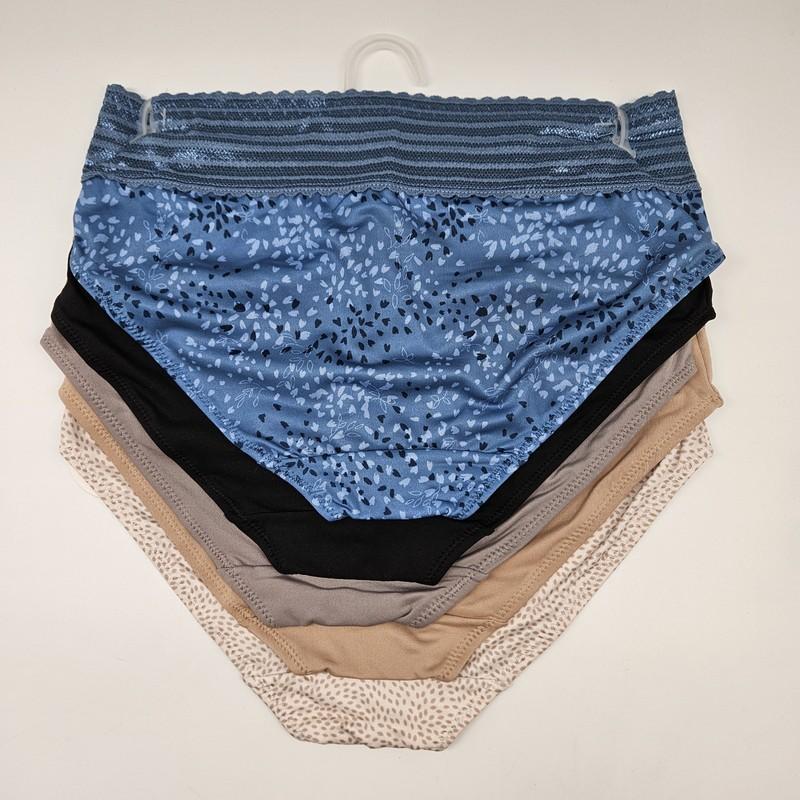 5 Pack WARNERS Women's S M L XL Micro Hipsters Lace Waist Blue Black Taupe Beige