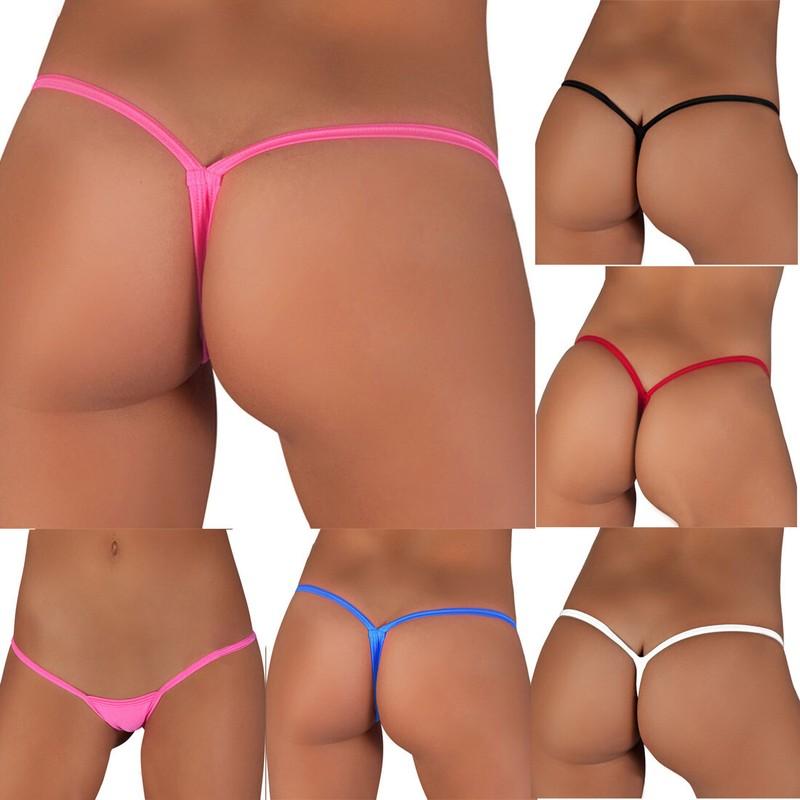 5 Pack Womens Mini Micro String Thongs Panties Sexy Solid Y-Back Underwear Panty
