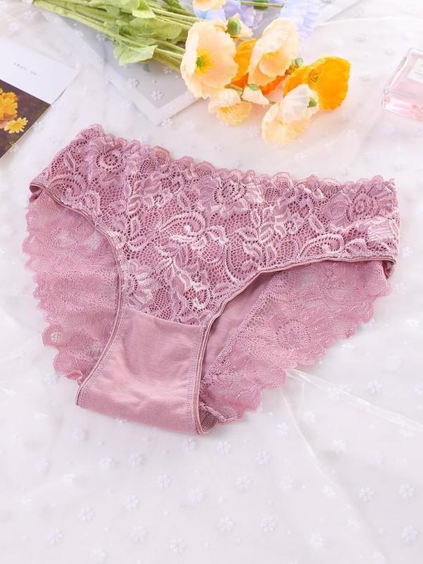 5 Tangas De Encaje Suave Floral Ropa Interior Sexy Bragas De Moda Para Mujer NEW