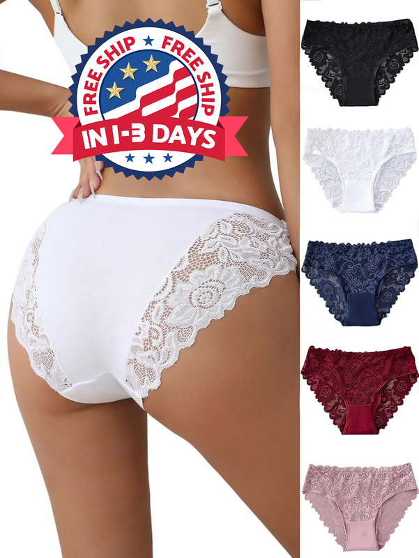5 Tangas de Encaje suave Floral Ropa Interior Sexy Bragas de Moda para Mujer NEW