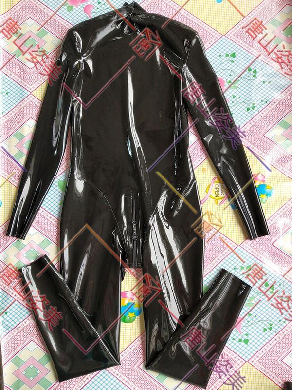 534 Women Latex Catsut Shoulder Zip Crotch Zip Latex Bodysuit