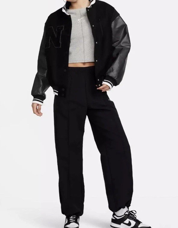 $550 Nike WMNS L/XL Genuine Leather Wool Destroyer Jacket Limited Edition FZ5733