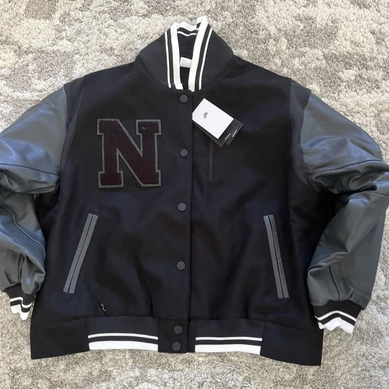 $550 Nike WMNS L/XL Genuine Leather Wool Destroyer Jacket Limited Edition FZ5733