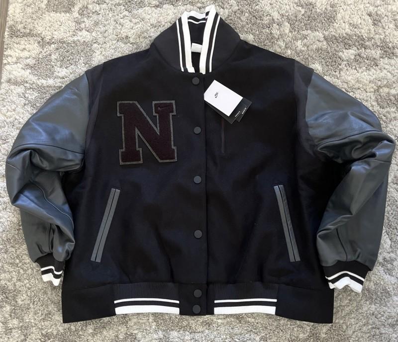 $550 Nike WMNS L/XL Genuine Leather Wool Destroyer Jacket Limited Edition FZ5733