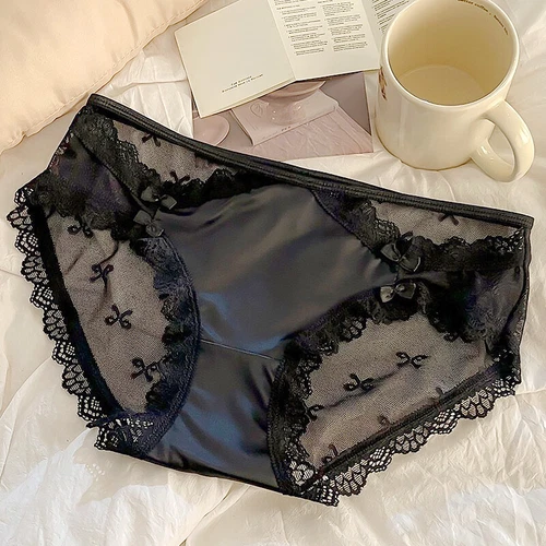 5pcs Lot Sexy Womens Satin Panties Full Briefs Silky Sheer Underwear Lingeries