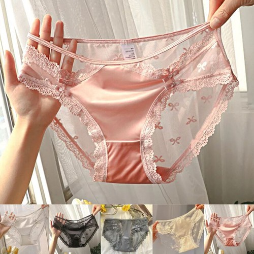 5pcs Lot Sexy Womens Satin Panties Full Briefs Silky Sheer Underwear Lingeries
