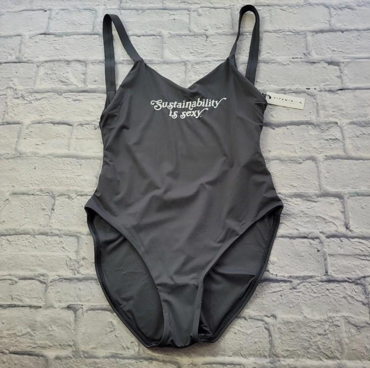5pcs/pack Leah Grey One-Piece Sustainability Is Sexy Swimsuit Sz Large