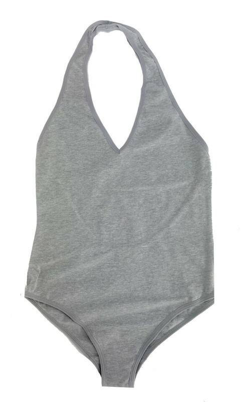 6-Pack American Apparel Ladies Halter Bodysuit Heather Grey Med Cotton Spandex