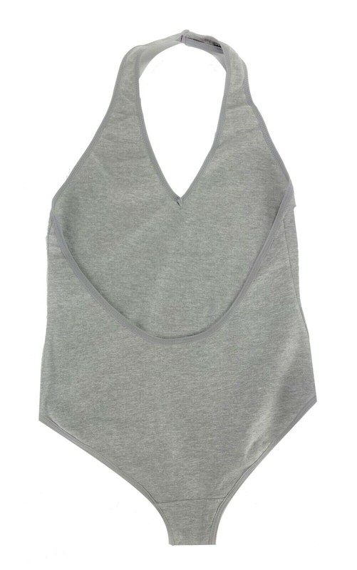 6-Pack American Apparel Ladies Halter Bodysuit Heather Grey Med Cotton Spandex