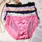 6 Packs Lot Women Sexy Satin Panties Full Briefs Lace Sheer Underwear Lingeries