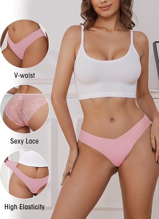"6 Tangas De Encaje Suave Floral Ropa Interior Sexy Bragas De Moda Para Mujer
