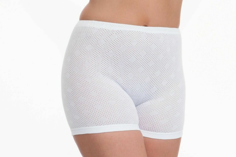 6 X PAIRS LADIES WOMEN 100% COTTON INTERLOCK CUFF LEG PANTIES WHITE (UK MADE)