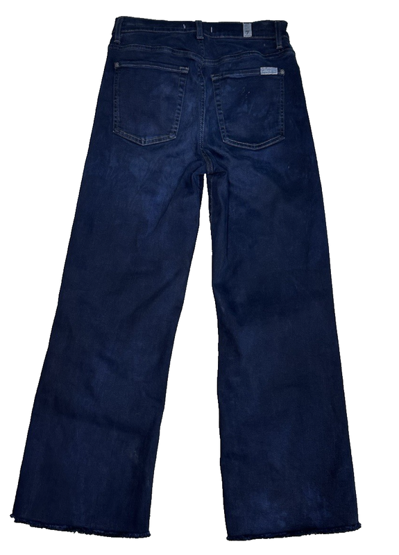 7 For All Mankind High Waist Bootcut Jeans Womens 26 Blue Dark Wash Raw Hem