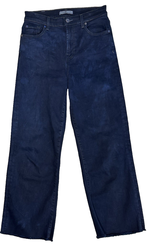 7 for All Mankind High Waist Bootcut Jeans Womens 26 Blue Dark Wash Raw Hem