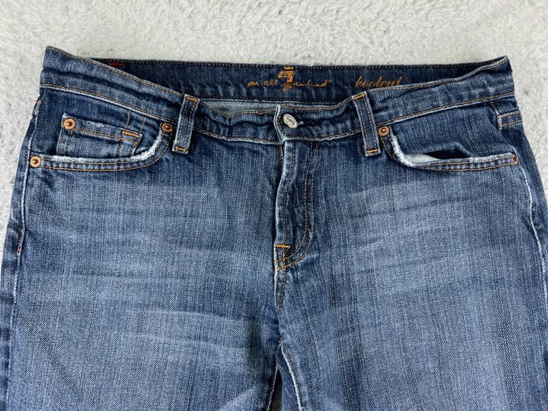 7 For All Mankind Jeans Women 30 Blue Denim Bootcut Distressed Cotton Blend