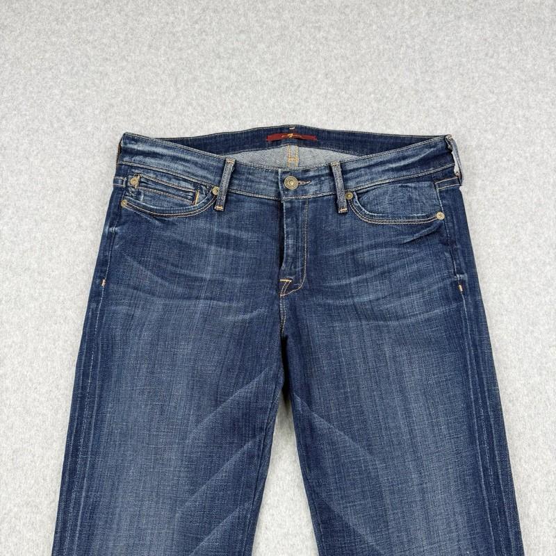 7 For All Mankind Jeans Womens 28 Blue Wide Leg Flare Mid Rise Stretch Denim