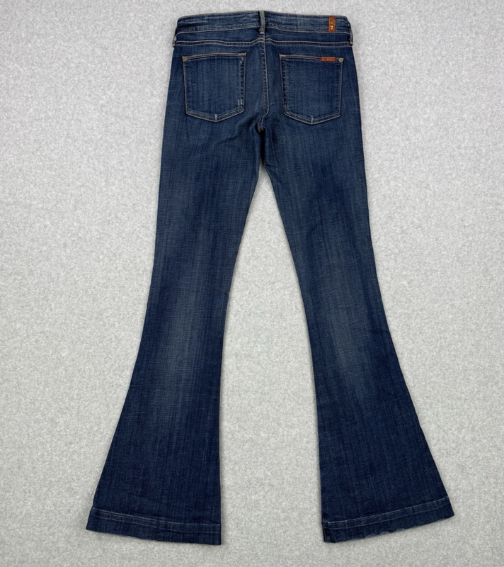 7 For All Mankind Jeans Womens 28 Blue Wide Leg Flare Mid Rise Stretch Denim