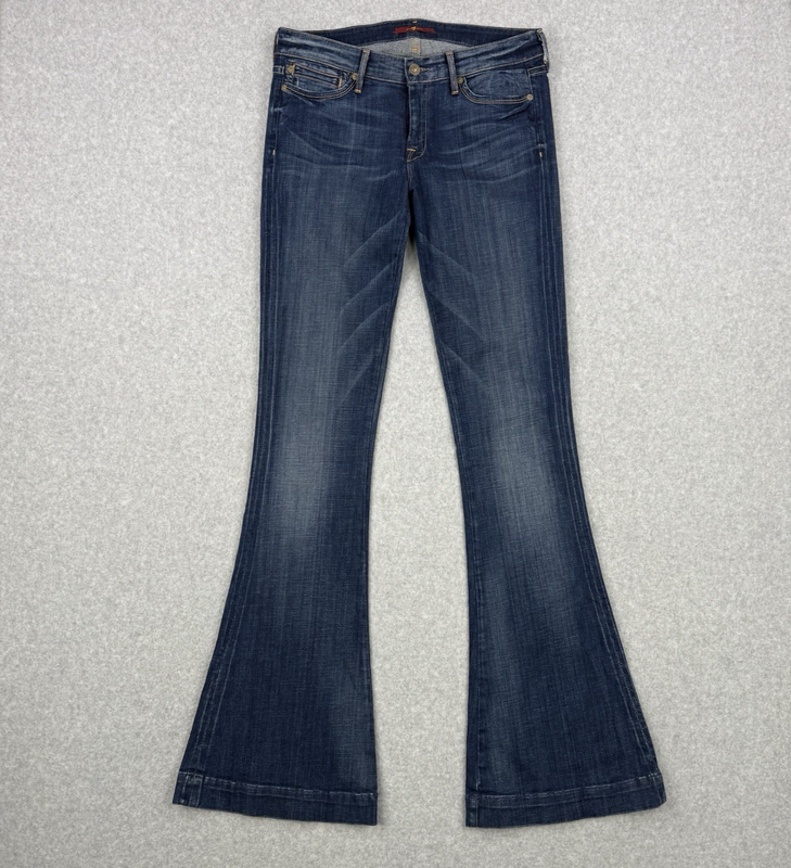 7 For All Mankind Jeans Womens 28 Blue Wide Leg Flare Mid Rise Stretch Denim