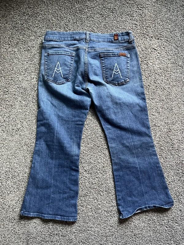 7 For All Mankind Jeans Womens Size 28 Blue Cropped Capris Pants Crop A Pocket