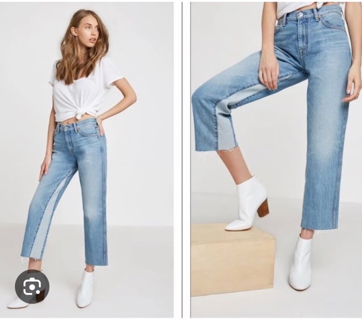 7 For All Mankind Kiki Wide Leg Relaxed Cropped Jeans Medium Wash Size 27 EUC
