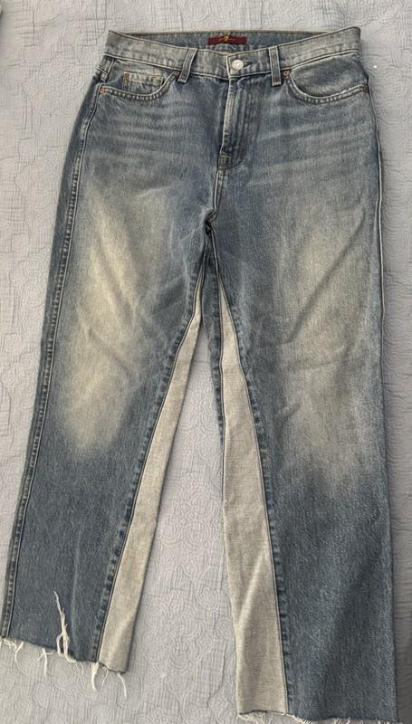 7 For All Mankind Kiki Wide Leg Relaxed Cropped Jeans Medium Wash Size 27 EUC