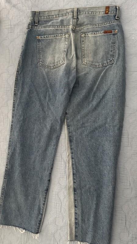 7 For All Mankind Kiki Wide Leg Relaxed Cropped Jeans Medium Wash Size 27 EUC