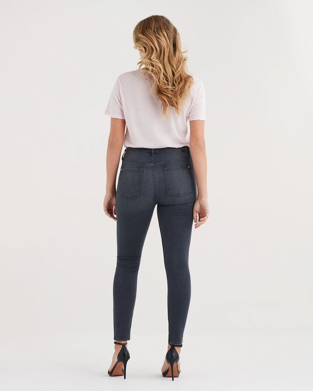 7 For All Mankind Women's High Waist Ankle Skinny Jeans Size 32 NWT Bair Smoke