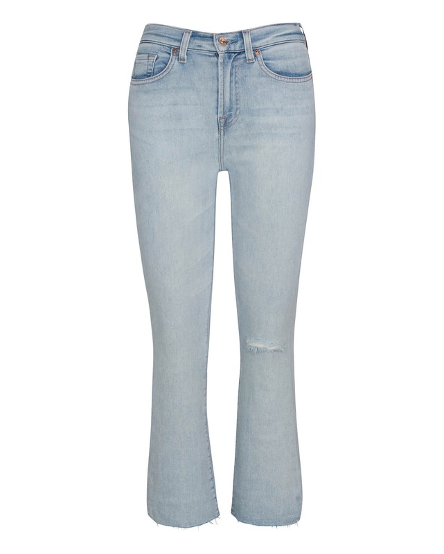 7 For All Mankind Womens High Waist Slim Kick Jeans Size 32 NWT Cropped Raw Hems