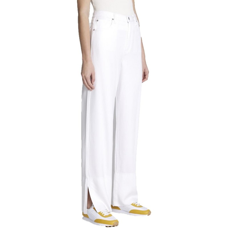 7 For All Mankind Womens White Split Hem Denim Wide Leg Jeans 31 BHFO 4494