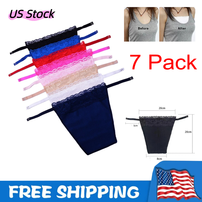7pcs Lady Lace Clip-on Mock Camisole Bra Insert Overlay Modesty Panel Vest