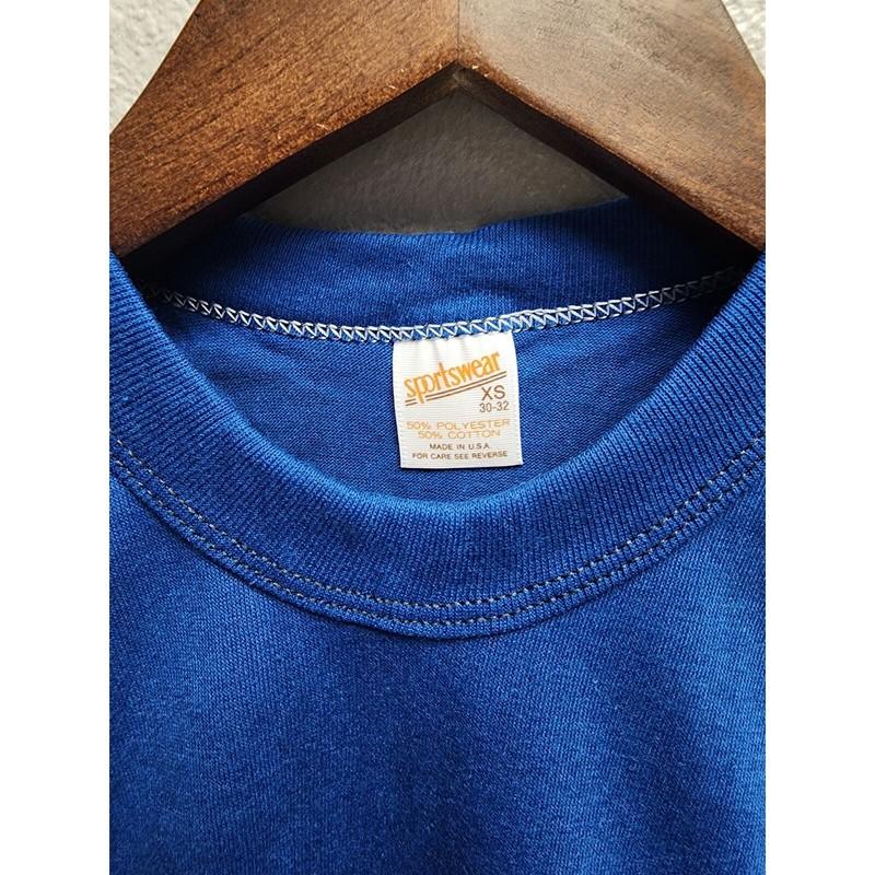 80s Vintage Blue Cropped T-Shirt Sportswear Made In USA XS