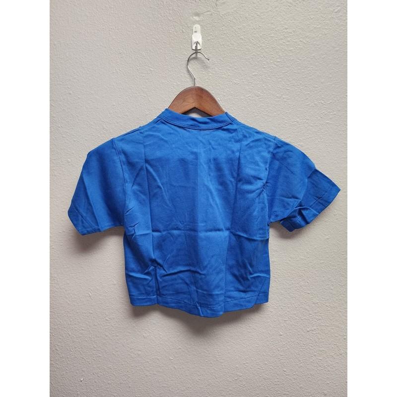80s Vintage Blue Cropped T-Shirt Sportswear Made In USA XS