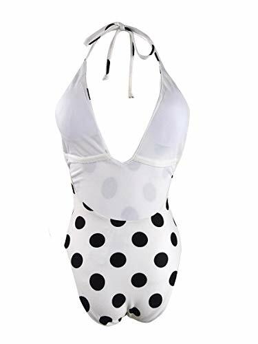 $88 Bar III This And Dot Printed Plunging One Piece White Black Size Medium