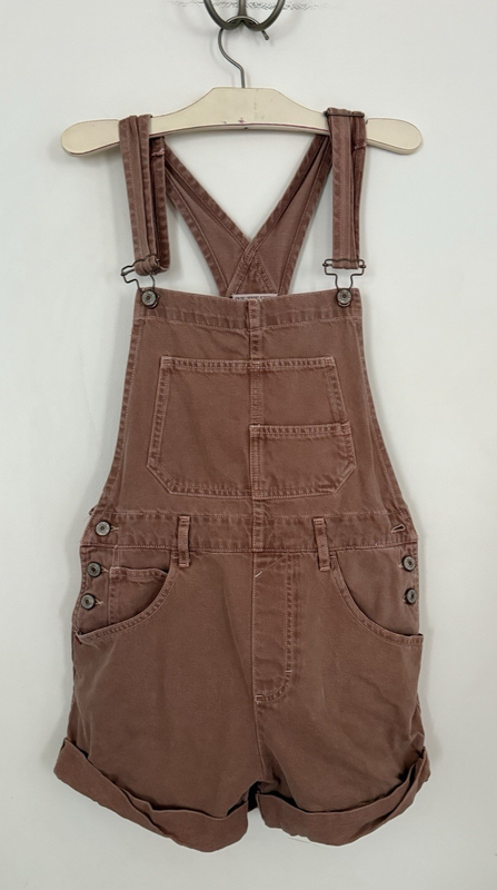 $88 EUC Free People Ziggy Denim Shortalls Overalls Rose One Piece ~ M
