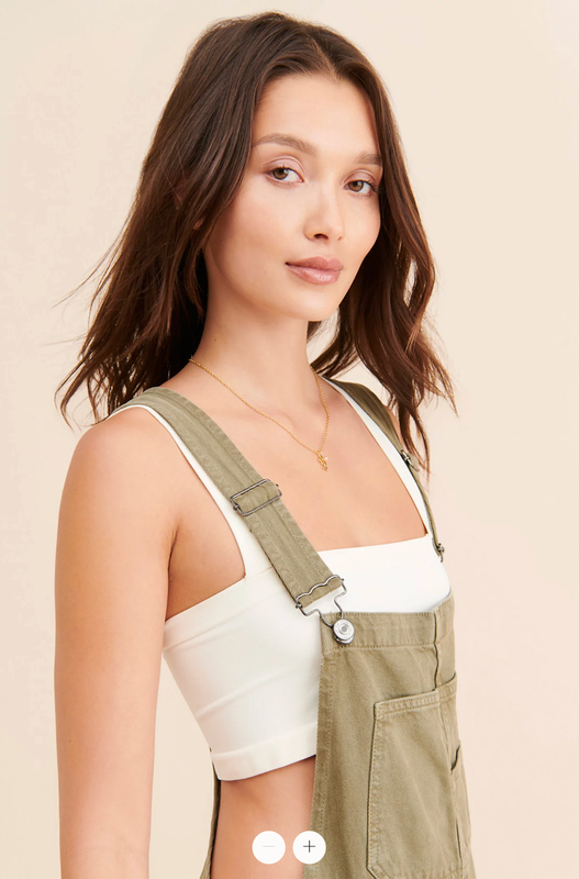 $88 NWOT Free People Ziggy Denim Shortalls Overalls Olive One Piece ~ S