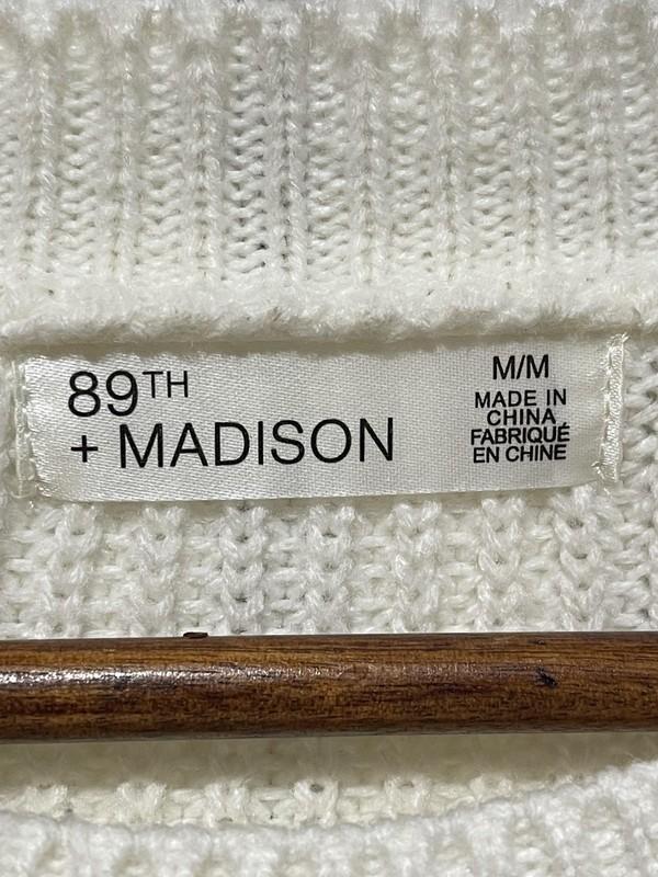 89th + Madison Sweater Women’s Med Ivory Textured Knit Sweater Crew Neck Casual