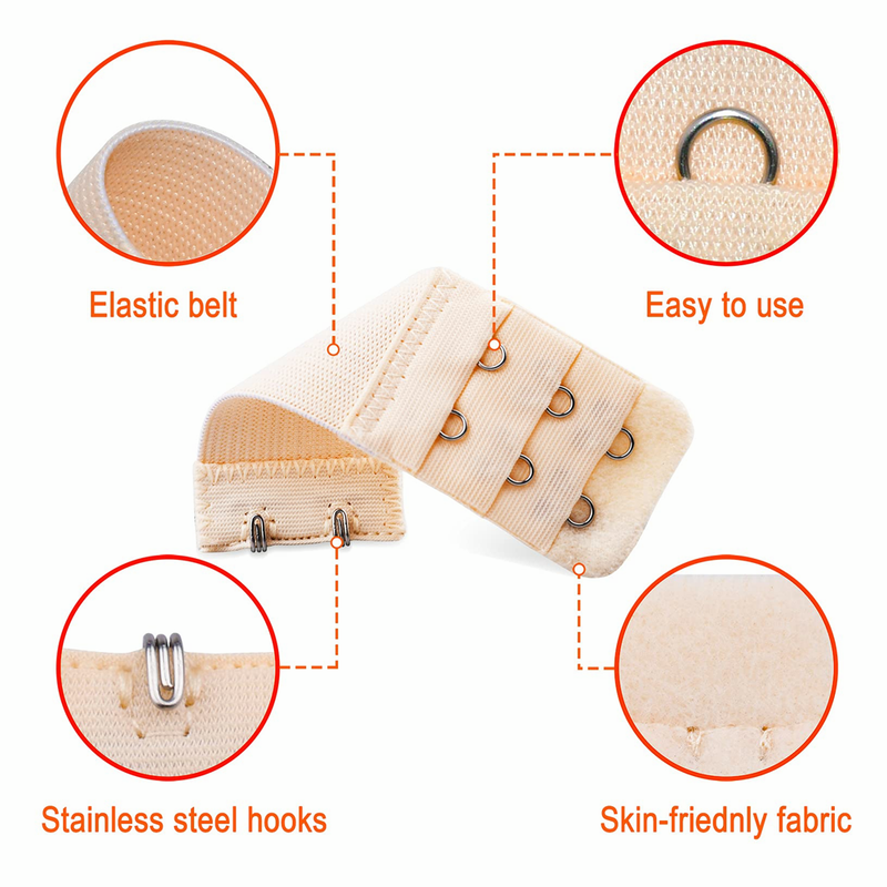 8x Lady Adjustable Bra Extenders 2 Hooks Elastic Underwear Strap Extension Belt