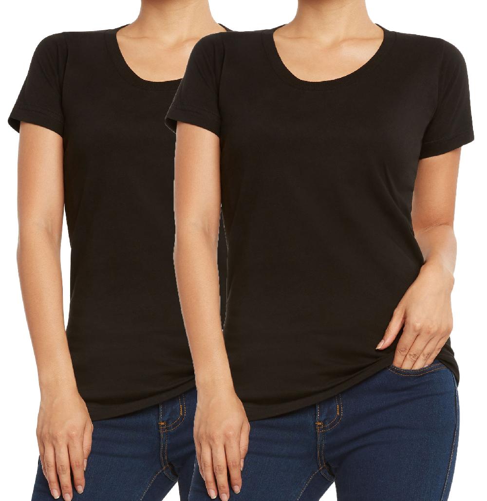 9 Crowns Women's Extra Slim V-Neck Crew Fit 2-Pack 3-Pack Tees