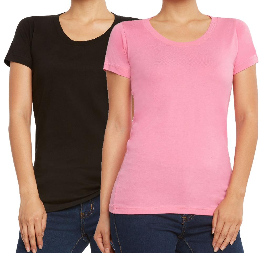 9 Crowns Women's Extra Slim V-Neck Crew Fit 2-Pack 3-Pack Tees