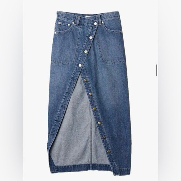 $98 NWT Cult Gaia X Gap Blue Denim Asymmetrical Maxi Skirt Sz 28