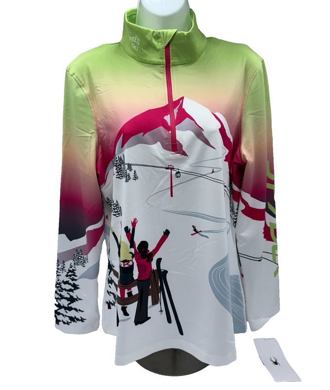 $99 Spyder Women's Sunset 1/4 Zip Turtle Neck - Lime Ice - Large - New With Tag