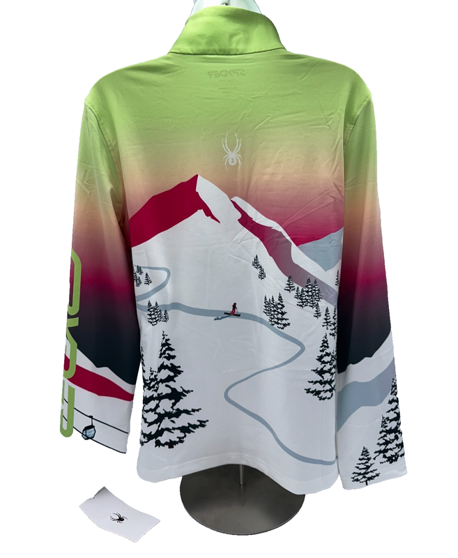 $99 Spyder Women's Sunset 1/4 Zip Turtle Neck - Lime Ice - Large - New With Tag